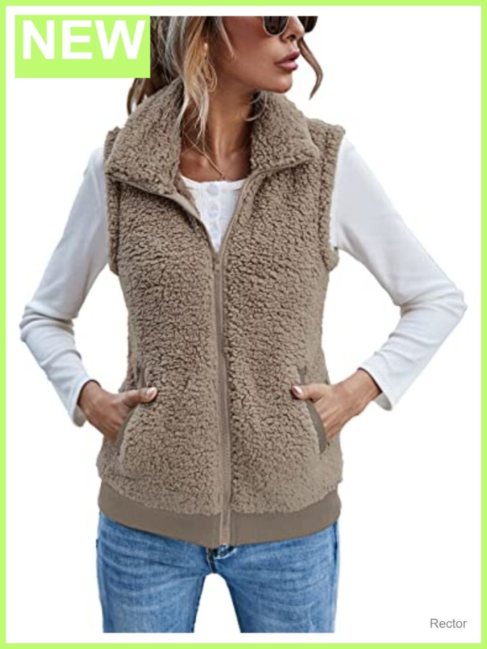 Womens Fuzzy Fleece Vest Warm Sleeveless Sherpa Jacket Fall Winter